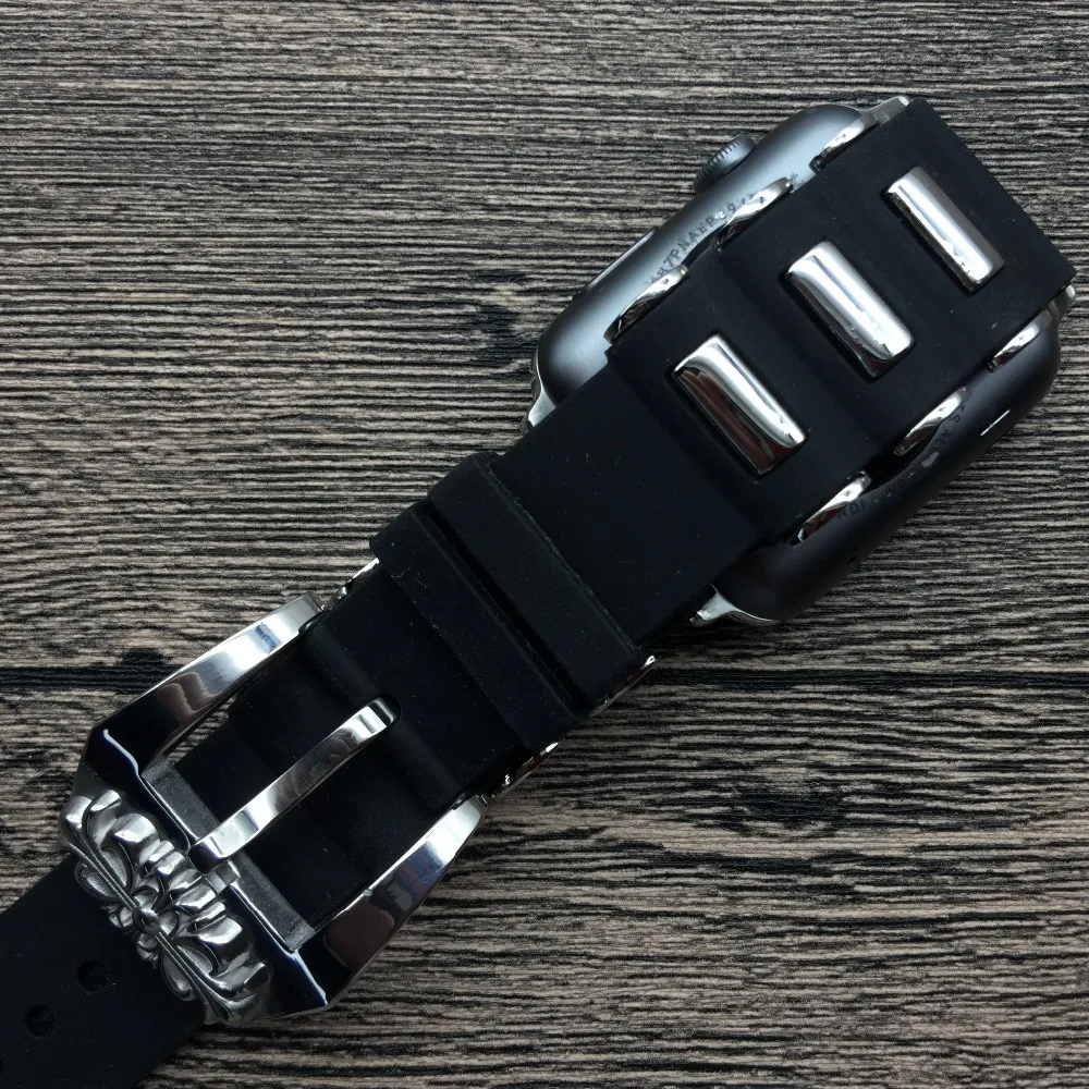 Силиконовые каучуковый ремешок для Apple Watch Series 4 резьба пряжки часы наручные серии