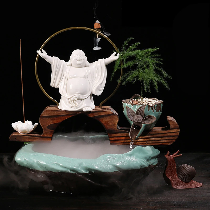 Керамический светодиодный фонтанчик для воды Zen style настольный распылитель