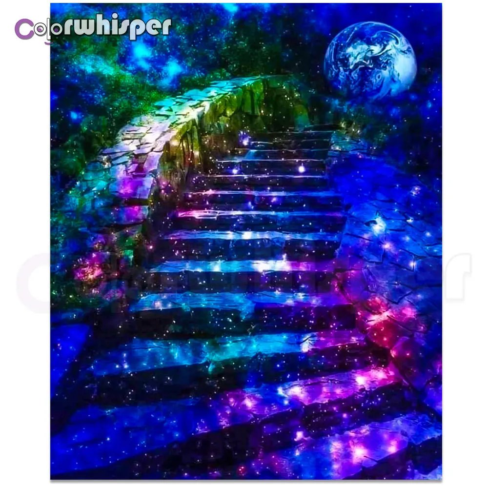 Алмазная картина 5D полный квадратный/круглый сверло для работы по камню Ночная Звездная небесная лестница Алмазная вышивка Фэнтези Вышивка крестом 894DP - Цвет: 1