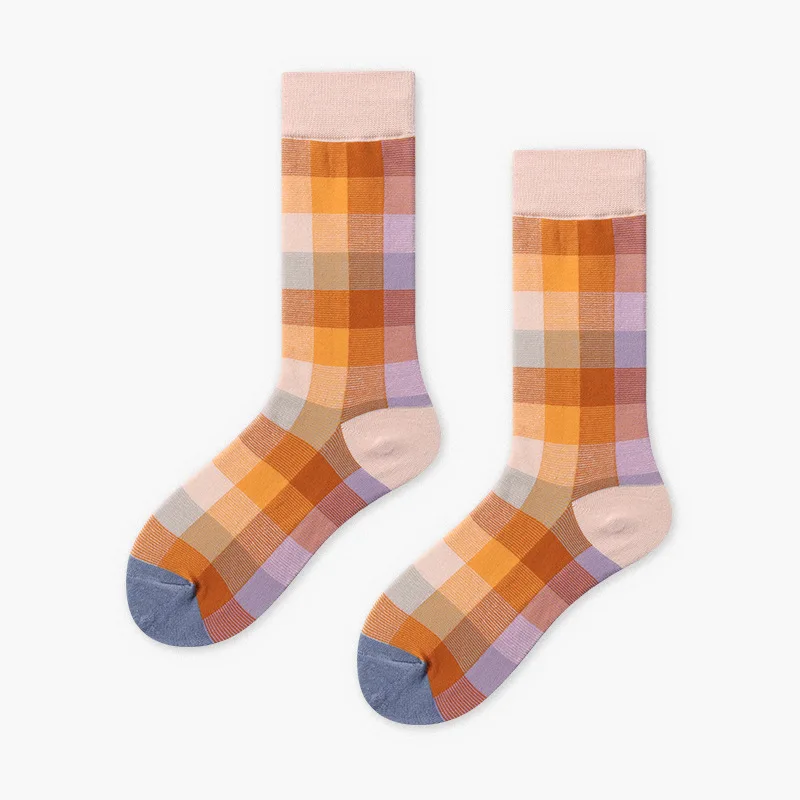 D1 Khaki Gradient Высококачественные брендовые Короткие хлопковые носки для катания на коньках в стиле хип-хоп, мужские носки с принтом Happy Novelty, забавные мужские и женские теплые креативные носки из хлопка - Цвет: D1 Khaki Gradient