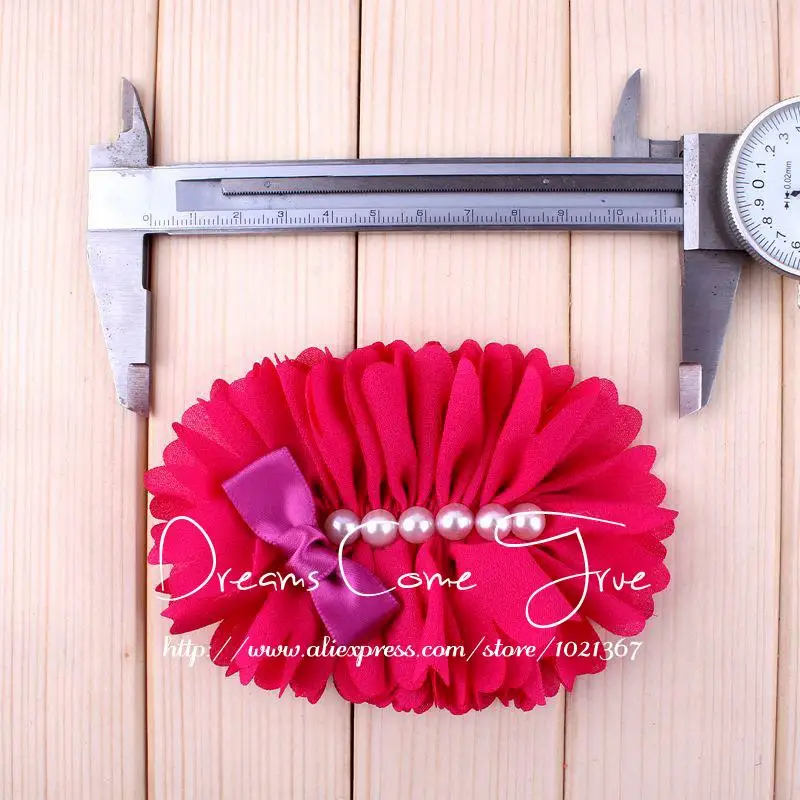 20 шт./лот 6 видов цветов Искусственный мягкий шифон цветок с жемчугом для детей