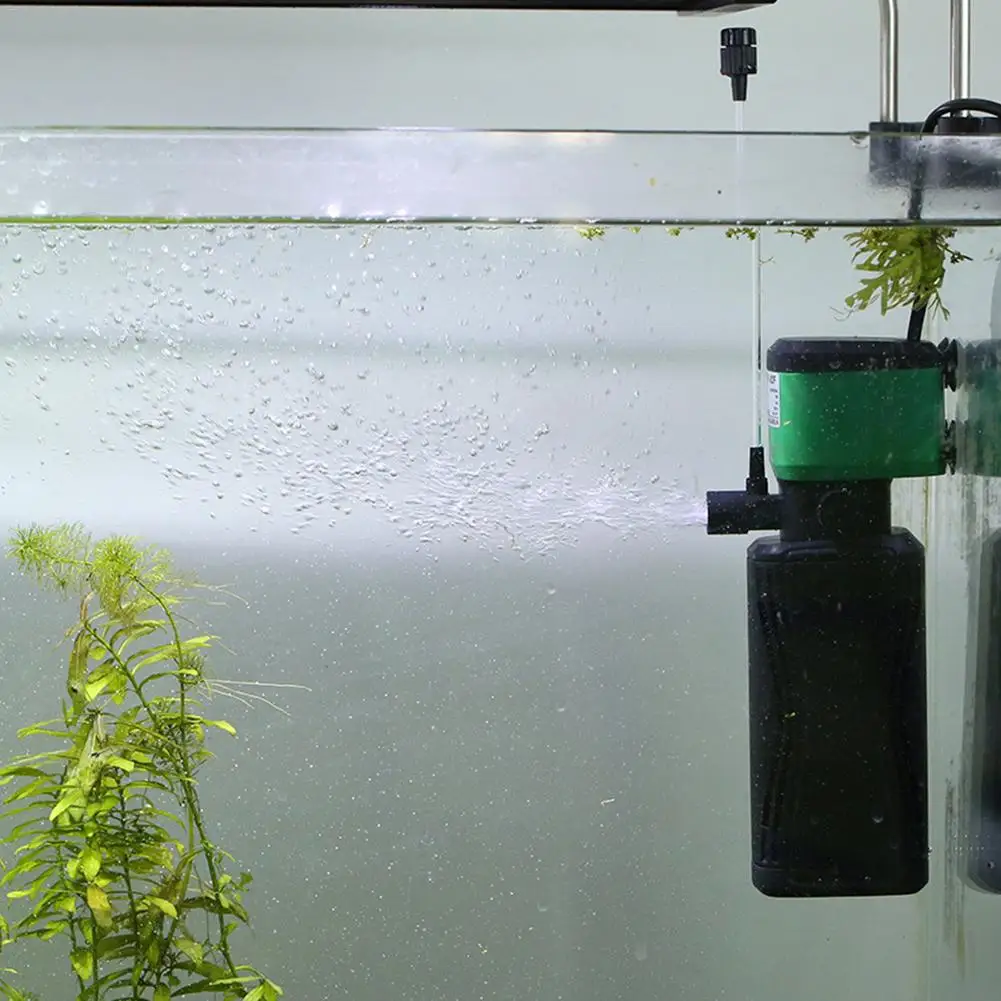 Аквариумный фильтр 3-в-1 с встроенным погружным насосом, бесшумным насосом кислорода и питанием для рыбного аквариума мощностью 8/16/20 Вт.