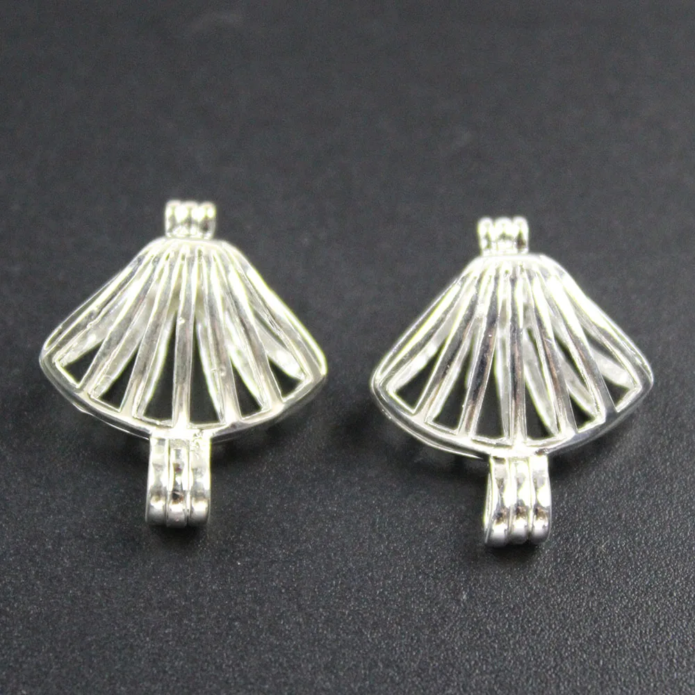 

20*16mm Plated Cute Seashell Pearl Cage Aromatherapy Essential Oil Diffuser Beads Cage Locket Pendant For DIY Jewelry Gifts