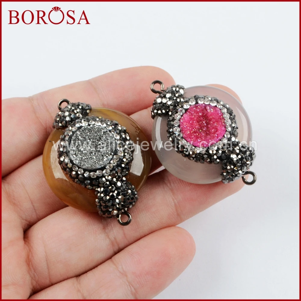 BOROSA 5/10 шт. круглый ворот ручной работы проложить природный кристалл с цирконами