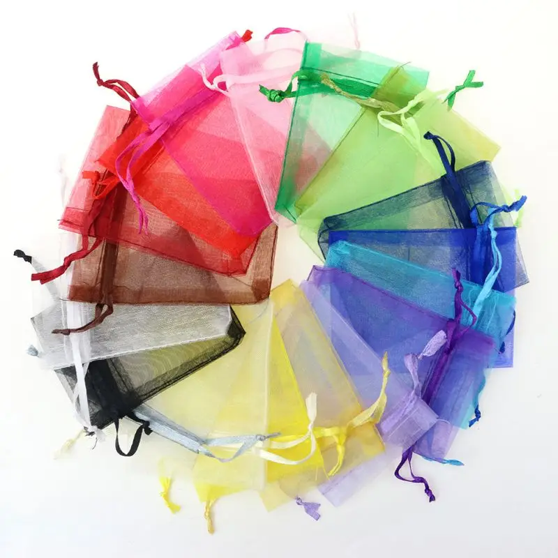 

100 pcs 9x12 cm Organza Bags Wedding Pouches Jewelry Packaging Bags Nice Gift Bag Mix Colors Party Gift Accessories