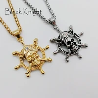 2021 ss new arrival rudder pirate captain pendant necklace 316l stainless steel navy rudder skull necklace fashion blkn0629