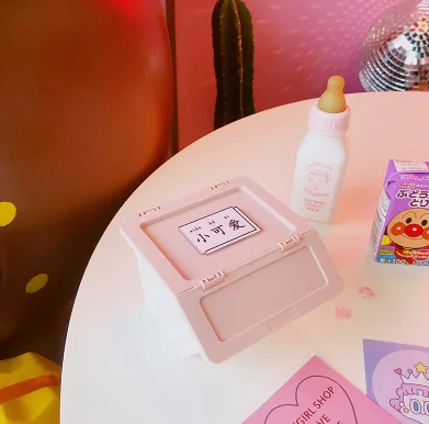6 1 шт. Kawaii Сейлор Мун кошка крылья звезда Розовая пантера квадратная коробка для хранения канцелярских принадлежностей клип Ювелирные изделия пластиковый чехол держатель для карт - Цвет: 6