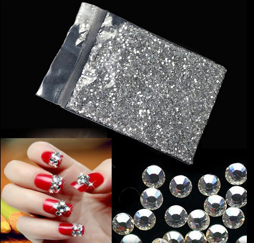 

1 Box AB Color Nail Rhinestone Clear Flat Bottom Multi-size Crystals Manicure Nail Art 3D Decoration 2mm