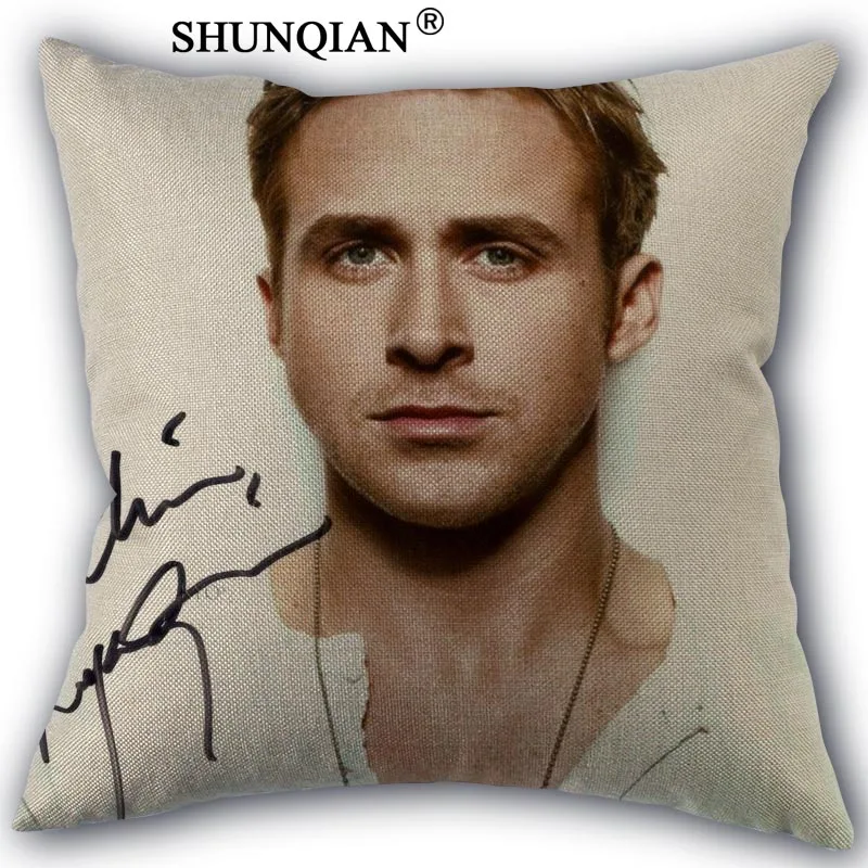 Льняная наволочка с принтом Райан Гослинг 45x45 см|custom pillowcase|linen pillow coverpillow case |
