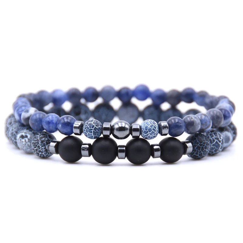 Браслет для пары 2 шт./компл. из натурального камня с бусинами Pulseira Homme йога кулон