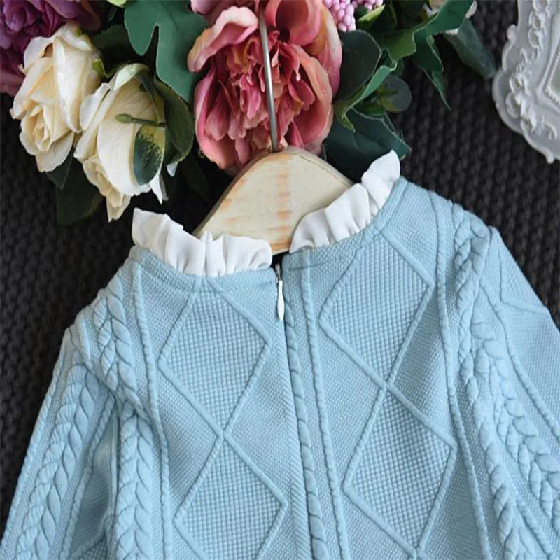 2018 Autumn Girls Dress Children's Solid Color Mesh Stitching Long-Sleeved A-Line Casual | Детская одежда и обувь