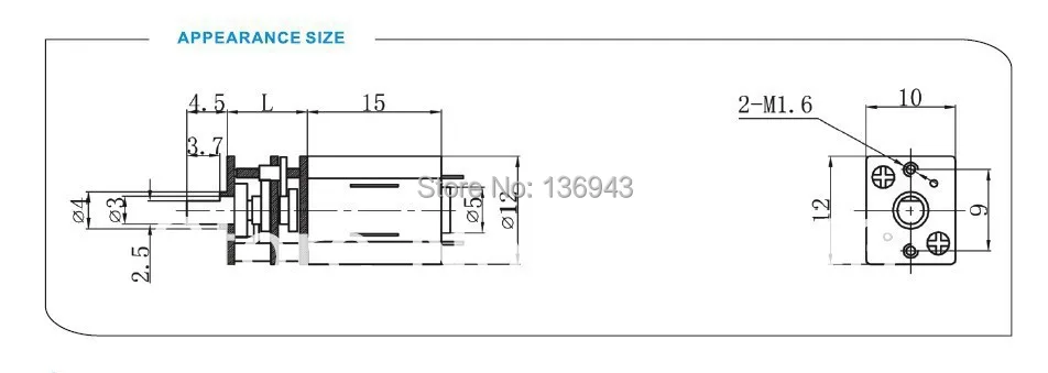 2 шт. редукторный двигатель N20 34-2600RMP с микро-резьбой компактный винтовой