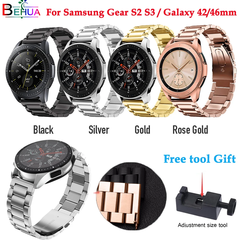 Браслет из нержавеющей стали для Samsung Gear S2 S3 S4 Classic/Frontier 42/46 мм 20 22 мм|Ремешки часов|