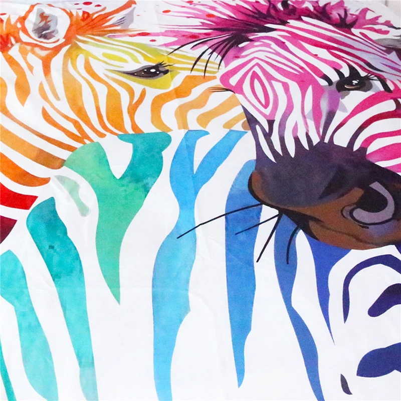 Art Animal Bedding Set Watercolor zebra Printed Duvet Cover +Pillowcases Home Textiles 3pcs Bedclothes | Дом и сад