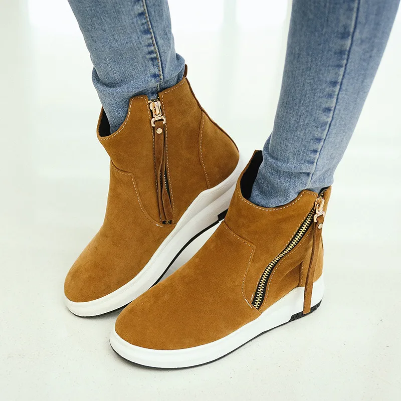 Женские ботинки Челси YMECHIC черные/коричневые повседневные короткие на платформе