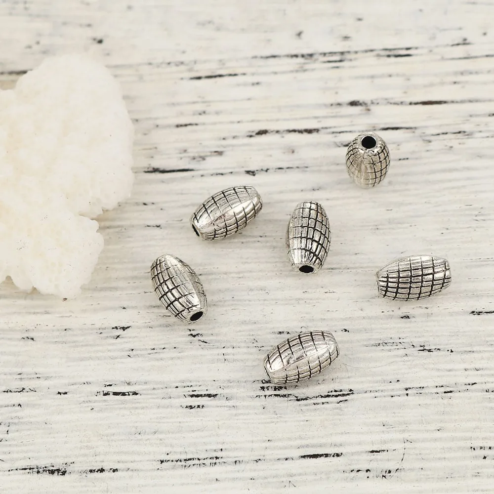DoreenBeads Zinc Based Alloy Spacer Beads Drum Silver Color Grid Checker 9mm( 3/8&quot) x 6mm( 2/8&quot) Hole: Approx 1.8mm 50 PCs |