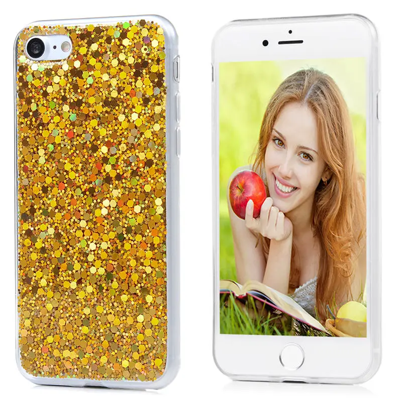 YOKIRIN Bling Косметическая пудра Блеск Мягкие TPU чехол для iPhone 7/7 Plus Блестящий игристое