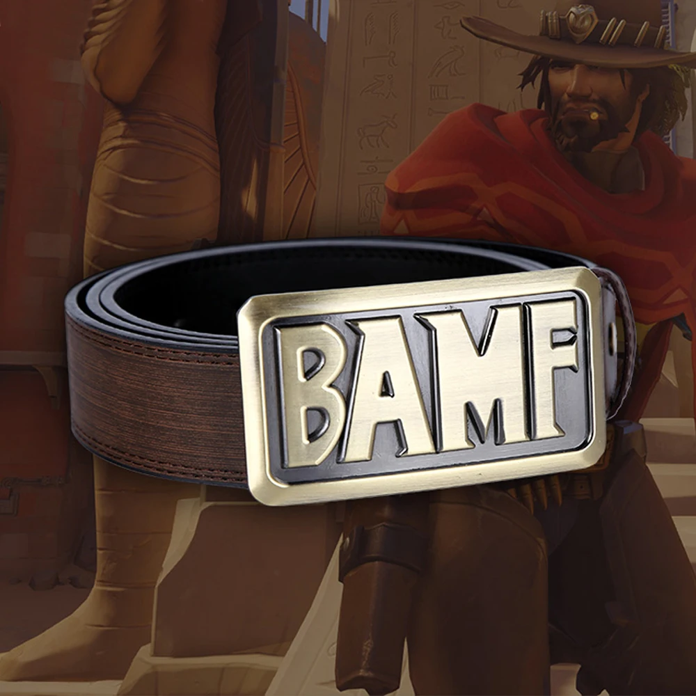 Ремень bamf для косплея коричневый ремень из искусственной кожи с пряжкой