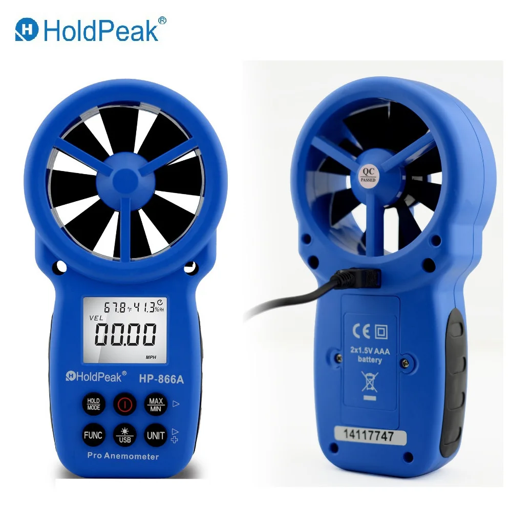 Анемометр holdpeak HP-866A Портативный USB анемометр ветер Скорость метр Logger Air и