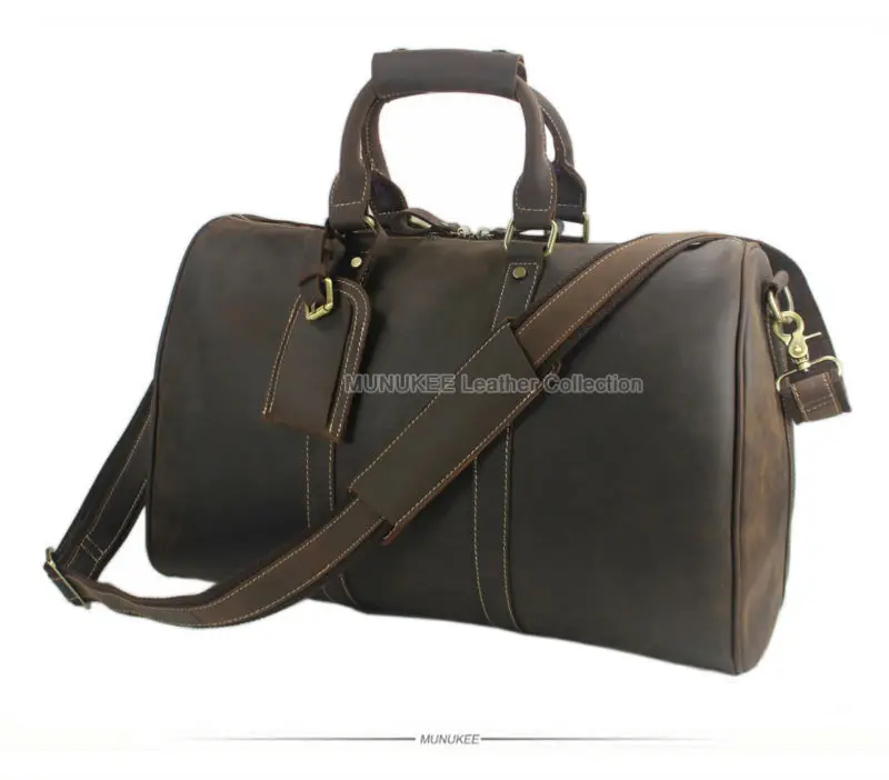 Vintage Crazy Horse Genuine Leather Travel bag Men Duffel Bag Luggage Travel Bag Large Men Leather Duffle Bag Weekend Tote Big