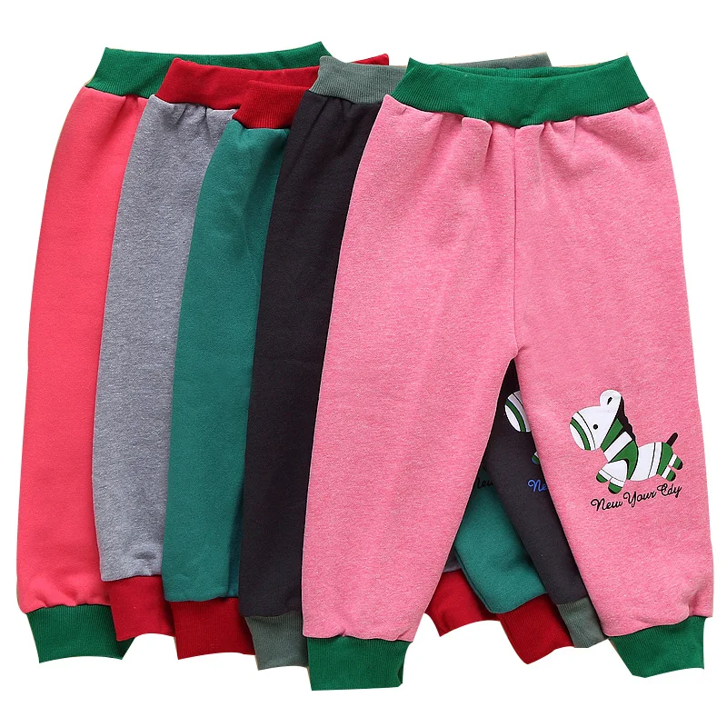 Осень зима 2015 теплые детские брюки с милым рисунком повседневные для мальчиков и