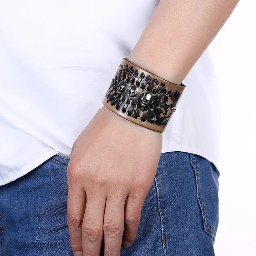 Tiger Totem Free Shipping Men bracelet Genuine leather bangles Skull fashion men jewelry pulseira masculina mujer feminina | Украшения и