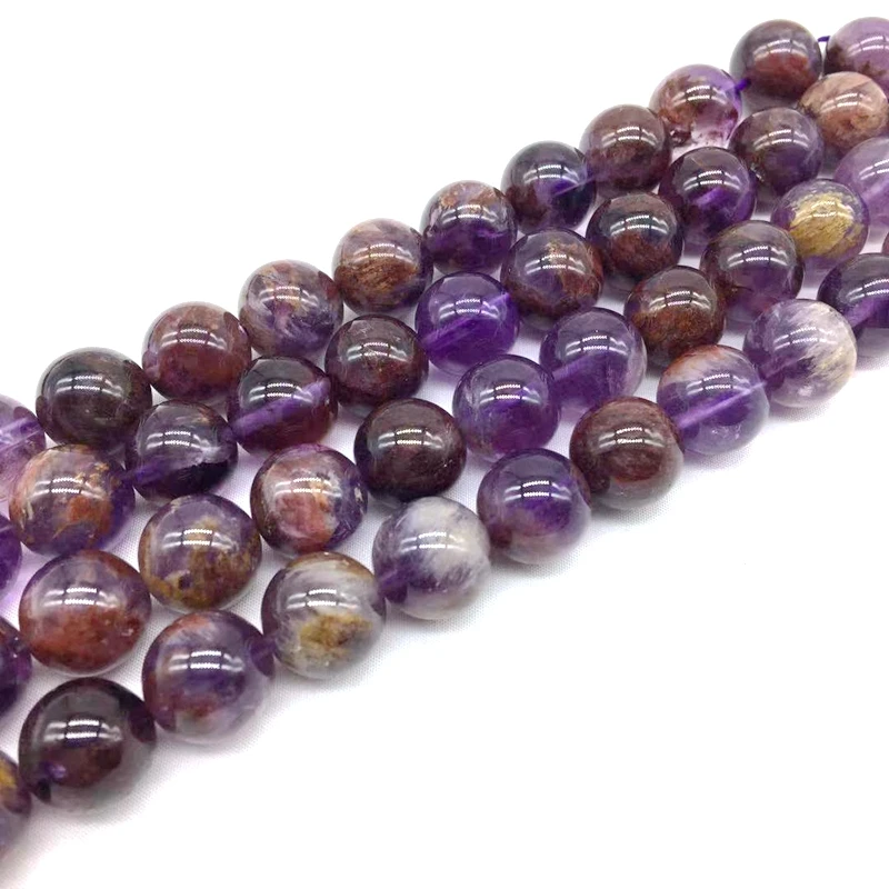 

Бусы из природного камня кристаллы фиолетового мха, аметисты, гладкие, Круглые, высокое качество, 6 мм, 8 мм, 10 мм, 12 мм для изготовления ювелир...