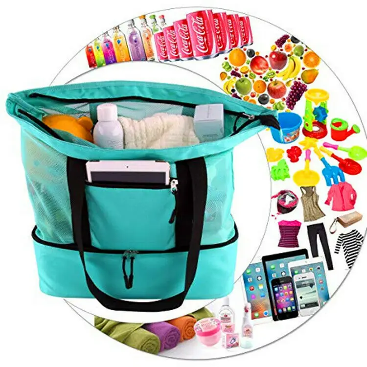 Handheld Lunch Bag Cooler Picnic Mesh Beach Tote Food Drink Storage For Camping BBQ | Багаж и сумки
