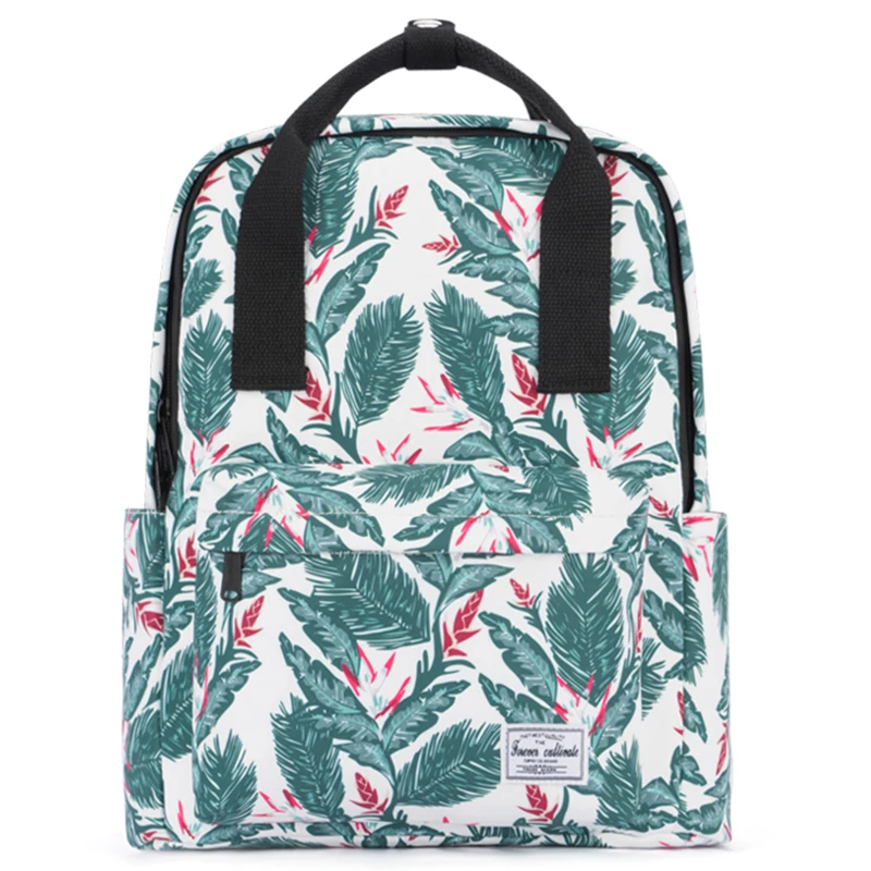 Школьный рюкзак для девочек подростков 2019 холщовый книг с принтом листьев легкая