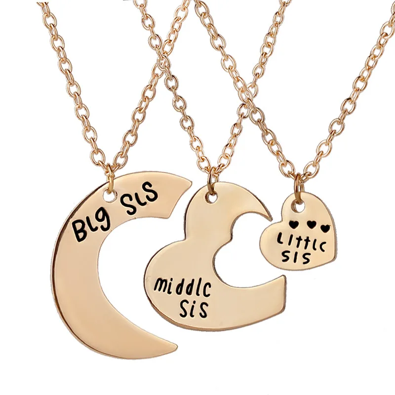Ожерелье Лучшие друзья для 3 больших сестер середина сестрицы маленькая