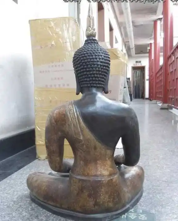 25-дюймовая китайская Медь Бронза позолоченная резная статуя золотого буддизма