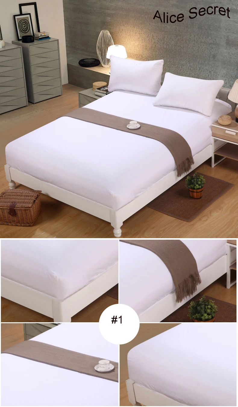 Натяжная простыня из полиэстера 1 шт. однотонное постельное белье с четырьмя