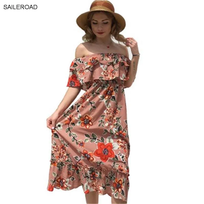 Robe Femme Ete 2019 Длинное Платье женское пляжное летнее платье с оборками винтажное