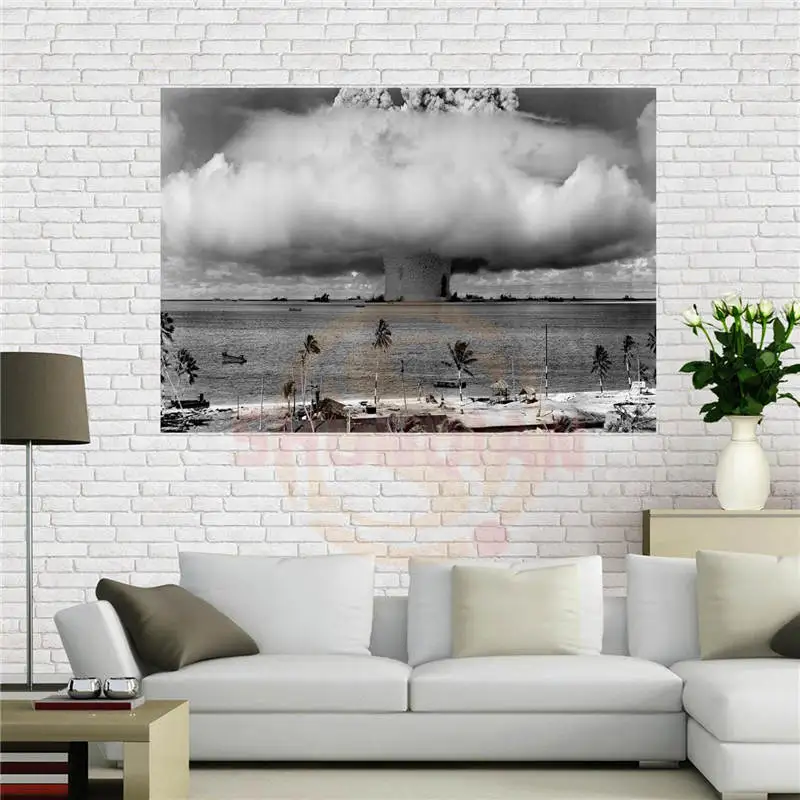 

Custom canvas poster The Atom Bomb black and white Poster 40x60 cm Home Decoration cloth fabric wall poster print Silk Fabric