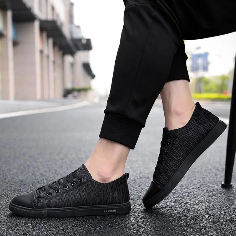 RAZAMAZA Fashion Men Korean Casual Shoes Round Toe Lace Up Solid Color Daily Leisure Male Footwear Size 39-44 | Обувь