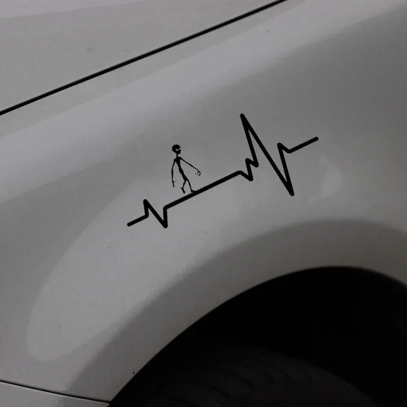YJZT 15 2 см * 7 1 HEART BEAT линия ALIEN внеземных UFO автомобильный стикер виниловые наклейки