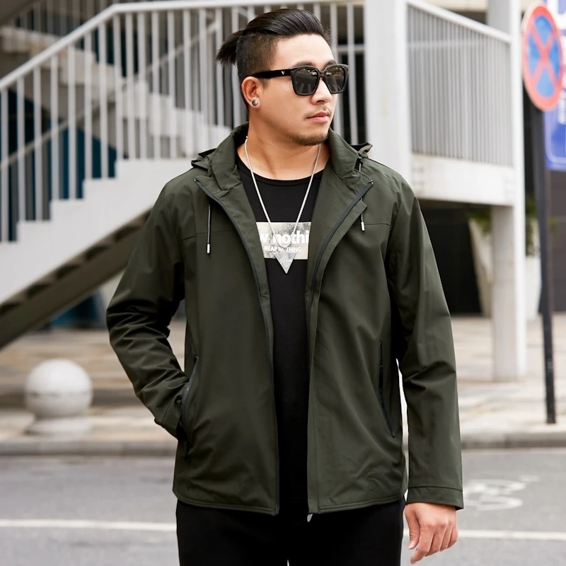 Большие размеры 8XL 7XL демисезонные мужские куртки однотонные модные пальто