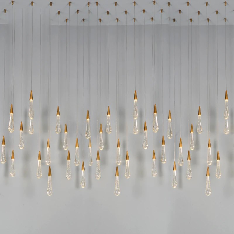 

Gold Water drop Bubble Crystal Creative Pendant Light European-style Luxury LED Lamps Glass Indoor Lighting Restaurant