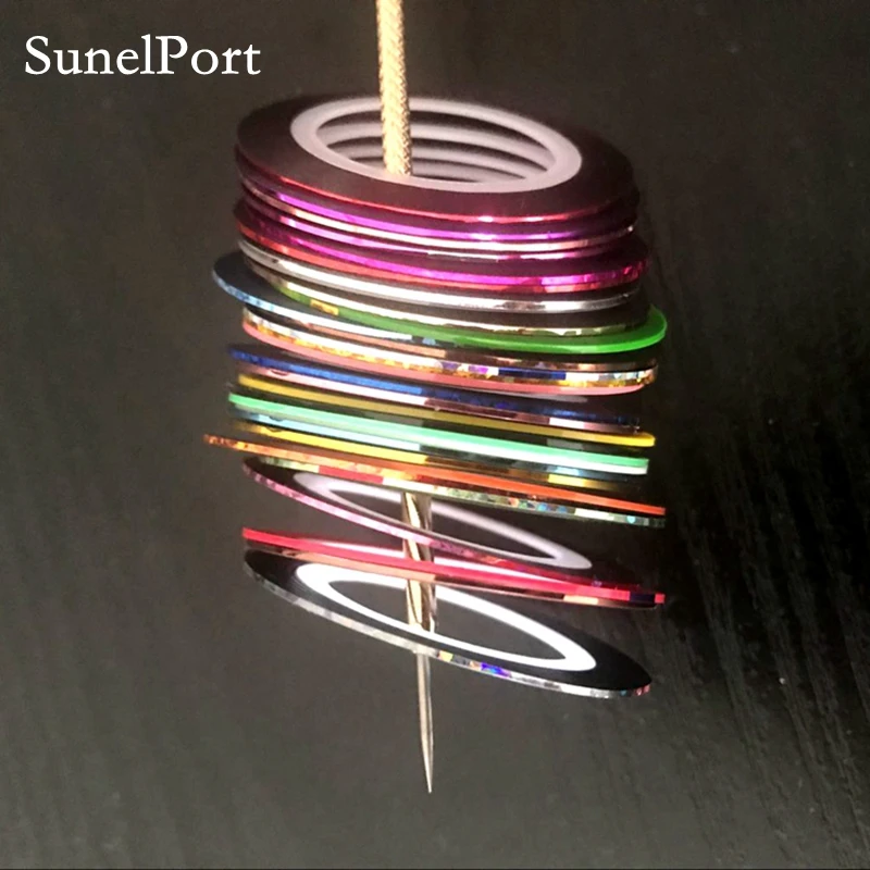 Sunelport 30 Многоцветный Смешанная ролл чередование Клейкие ленты линия Nail Стикеры Маникюр Дизайн ногтей украшения Интимные аксессуары для ногтей инструмент дизайн
