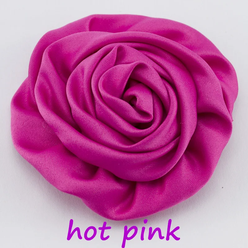 24pcs/lot Pink satin rose Hand rolled flowers matte flower hair accessories for girl headband | Детская одежда и обувь