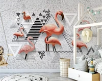 beibehang nordic classic simple 3d stereo wallpaper black and white geometric flamingo background papel de parede papier peint