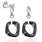 Женские серьги панк стиль, новые модные ювелирные изделия, черно-белые геометрические серьги-гвоздики из керамики, лучший подарок для женщин, для свадьбы