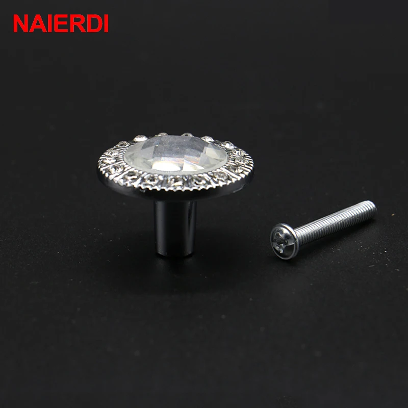 NAIERDI Хрустальные стеклянные ручки для шкафа прозрачные алмазные с винтом