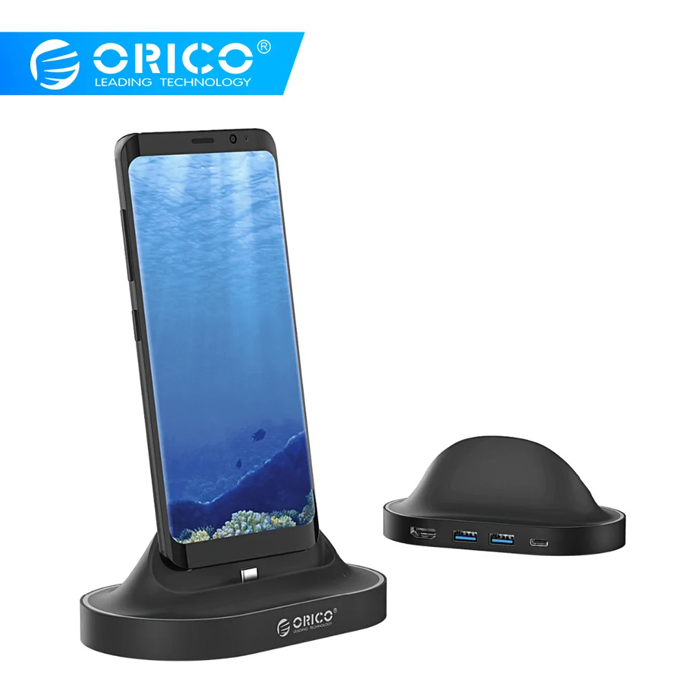 Док станция ORICO Type C с подставкой для телефона USB к HDMI USB3.0 60 Вт PD зарядка