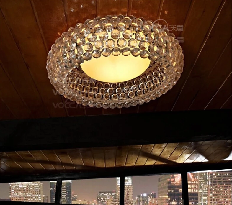 Lámpara colgante de acrílico para sala de estar, Bombilla RS7 moderna, accesorio para restaurante, Foscarini, Caboche, diámetro 35/50/65CM, dorado transparente