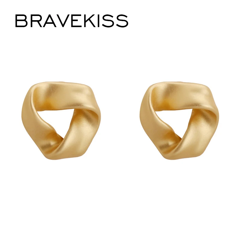 Женские серьги гвоздики с витой вставкой BRAVEKISS простые металлические