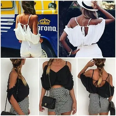 Женская шифоновая блузка без рукавов с открытыми плечами|blouse off|shirt blousetops ladies |