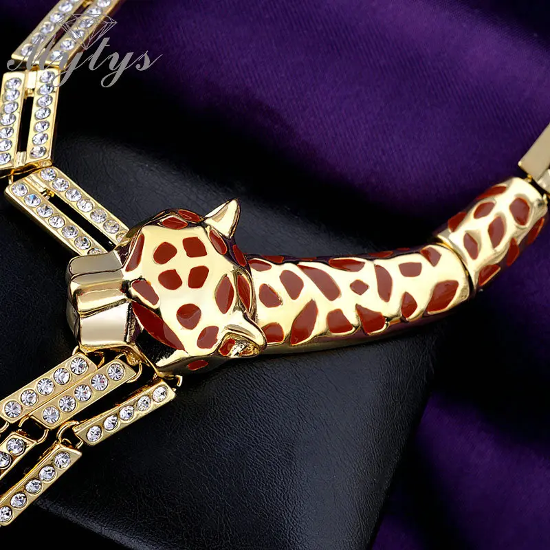 Mytys Наборы украшений в форме животных ожерелье с леопардом и серьги наборы Мода GP