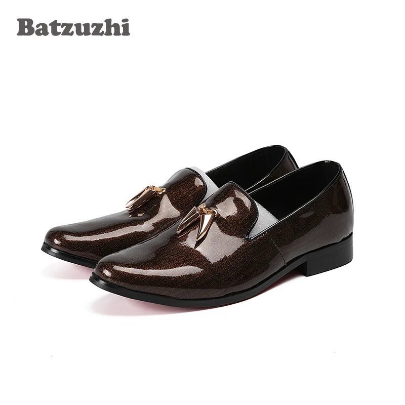 

Batzuzhi Men Loafers Genuine Leather Luxury Designer Slip On Mens Loafer Shoes Brown Italian Brand Dress Loafers Men Moccasins