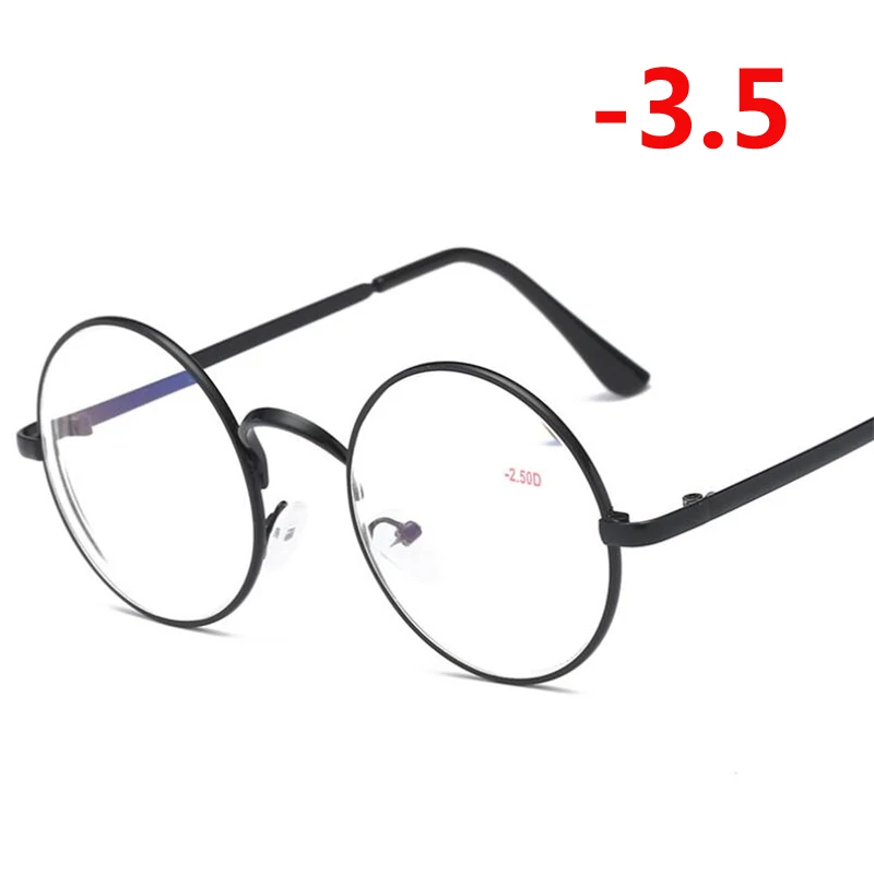 Myopia 350 1,0-1,5-2,0-2,5 до-4,0 готовые очки для близорукости для женщин мужчин анти синий Llight короткие очки для коррекции зрения круглые очки для близорукости - Цвет оправы: Myopia 350